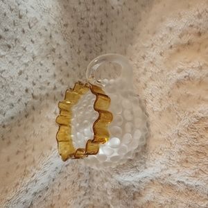 Vintage Hobbs, Brockunier & Co #323 Hobknail Frosted Glass Creamer Marigold Trim